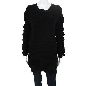 Asilio Womens On The Edge Crew Neck Strappy Sweater Cotton Black Size 6 10782922